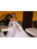 Off Shoulder Beaded Ivory Lace Tulle Shiny Wedding Dress